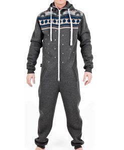 Mens Charcoal Onesie Hoodie Tracksuit