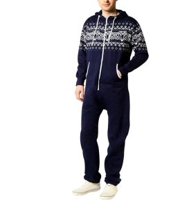 Mens Allover Navy Onesie Printed Playsuit