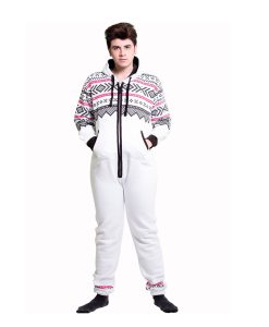 Mens White Black Onesie Hoodie Tracksuit