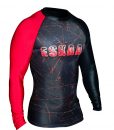 Mens Red-Black Long Sleeve Rash Guard Shirt