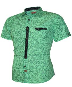 Green Mens Short Sleeve Dress Shirts