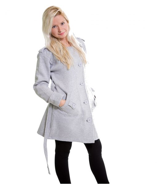 gry button coat
