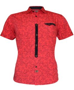 Red Mens Short Sleeve Dress Shirts